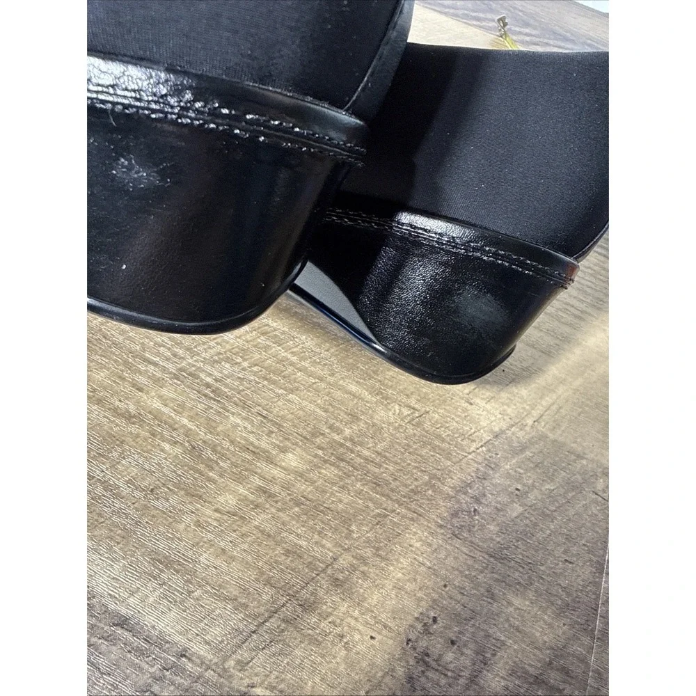 Liz Claiborne Flex Black Wedge Heel Square Toe Cushioned Comfort Womens 8.5M✅des